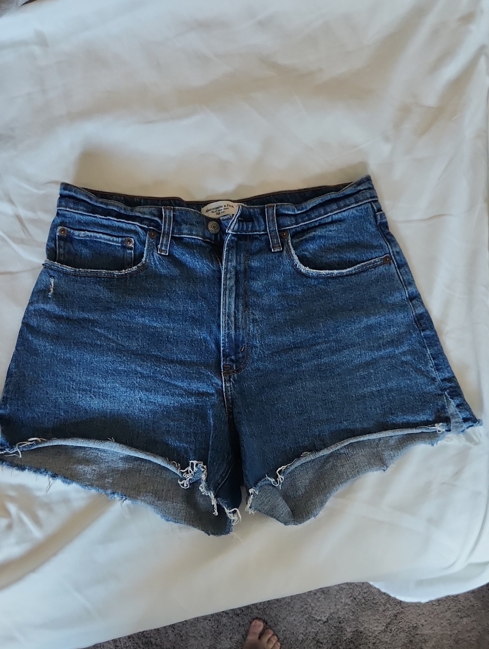 Abercrombie & Fitch Dark Blue Denim Cutoff Shorts -Curve Love